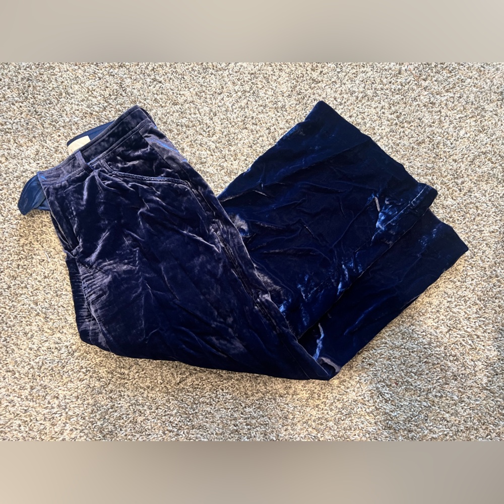 Anthropologie size 4 blue velvet wide leg pants